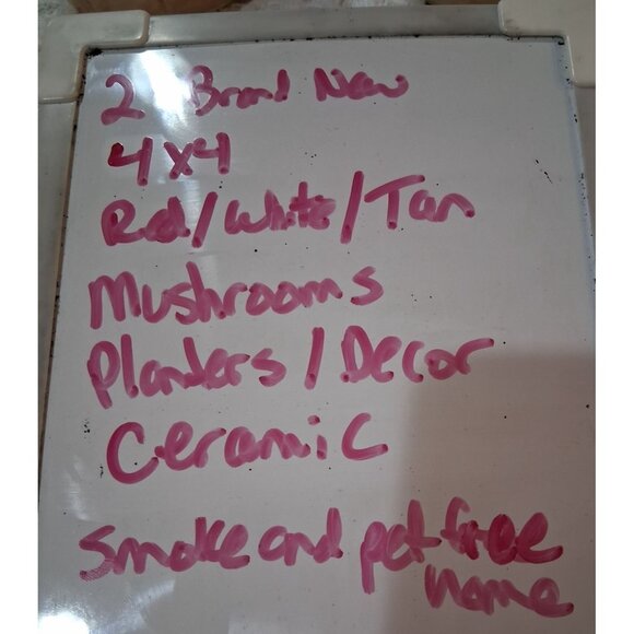 Ceramic Mushroom Planters 4"x4" Red/White/Tan Decor New - Picture 5 of 5